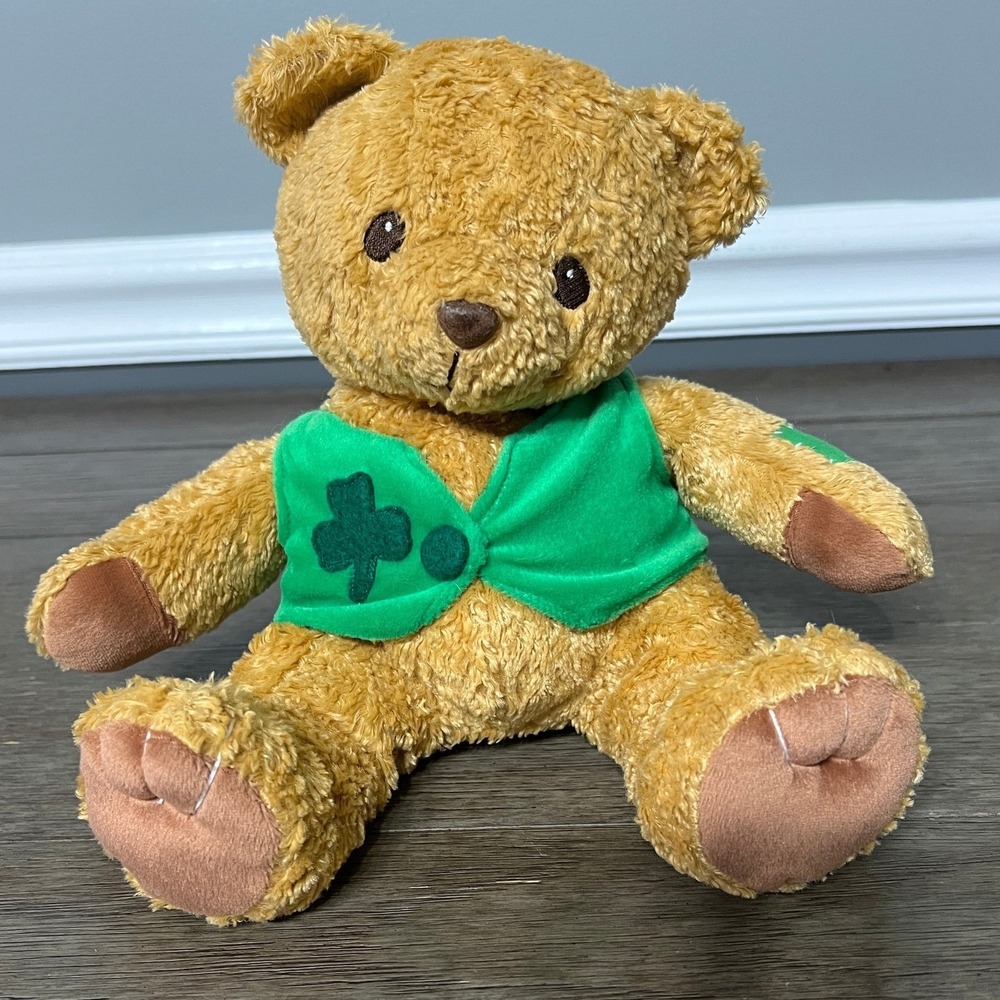 Enesco Cherished Teddies St Patrick's Day Plush Bear Green Shamrock Vest 9 inch